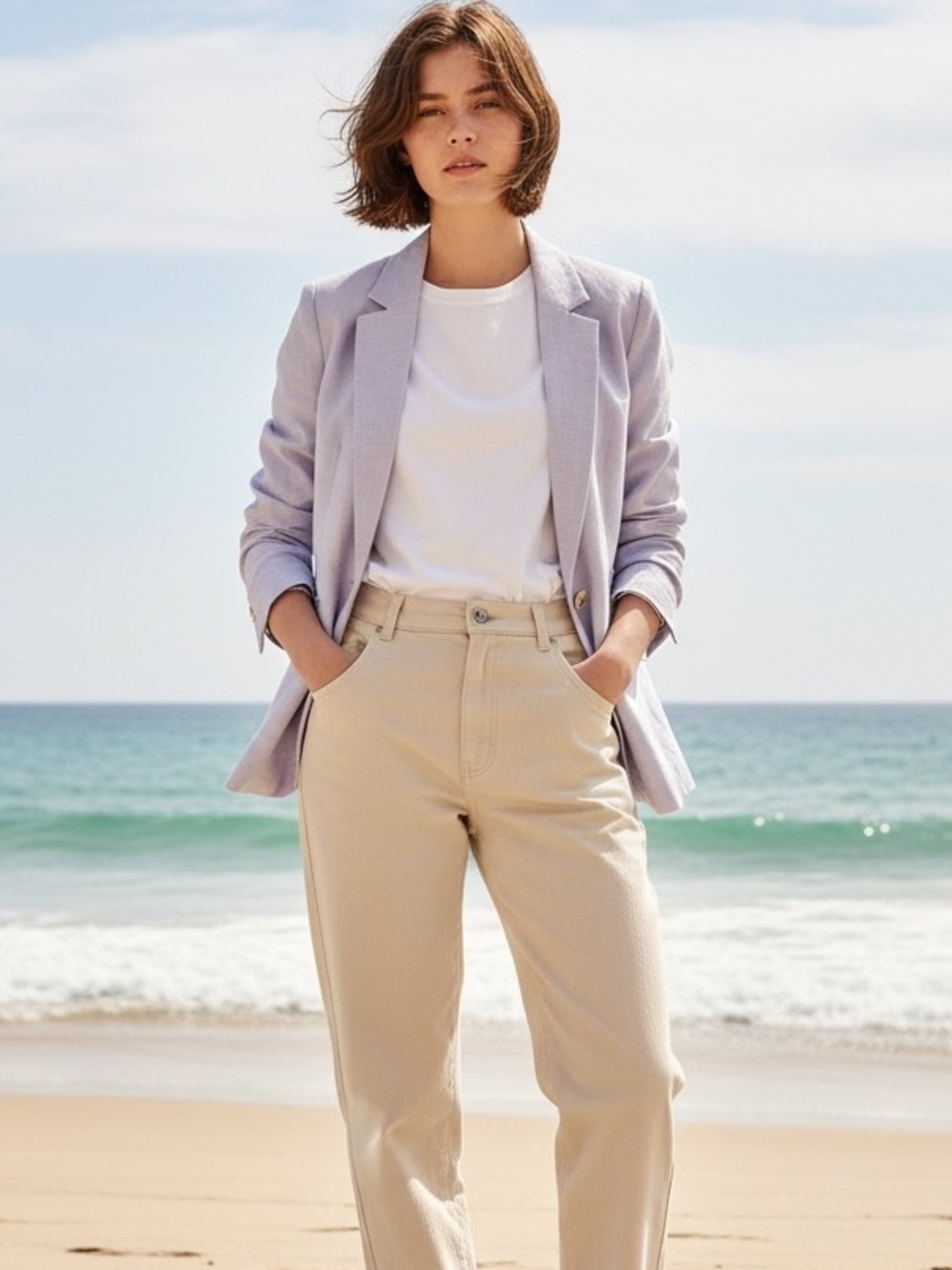 LOFT Lilac Linen Blend One Button Notched Collar Blazer Jacket 4 petite